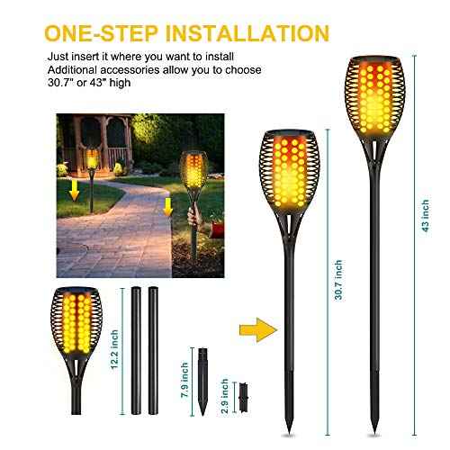Aityvert Solar Torch Lights, 43" Flickering Flames Outdoor Waterproof Landscape Decoration, Dusk to Dawn Auto On/Off Security for Yard Garden Pathway Driveway 4-Pack