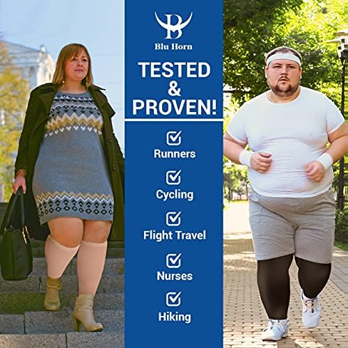 Compression Socks 20-30 mmHg for Women & Men - Knee High Stockings (7X-Large, Beige)