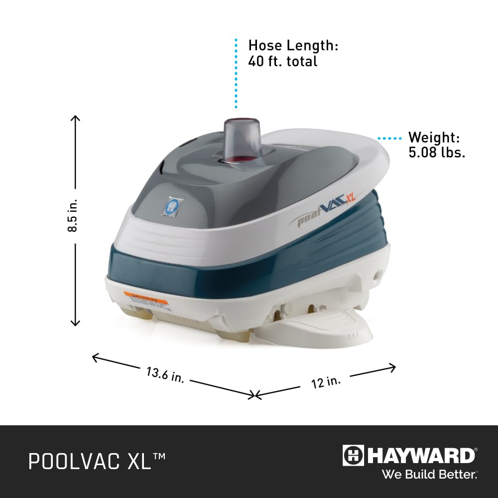 Hayward W32025ADC PoolVac XL Automatic Inground Pool Vacuum Cleaner, Suction Gunite Pool Cleaner up to 20 x 40 ft