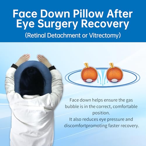 Face Down Pillow After Eye Surgery - BBL Pillow After Surgery for Sleeping - Prone Face Down Massage Pillow Headrest for Bed - Vitrectomy Recovery Equipment, Blue