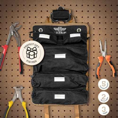 Roll Up Tool Bag ? Heavy Duty Tool Bag for Men & Women, Compact Tool Roll Organizer and Tool Kit Storage, Electrician Tool Organizer, Bike Tool Kit for Car, Garage and Outdoor Use (Black)