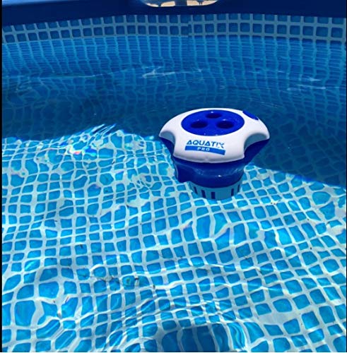 Aquatix Pro Pool Chlorine Floater Dispenser with Thermometer for 1 to 3 inch Tablets, Large & Durable Floating Dispenser for Spa, Hot Tub, In-ground & Above Ground Pools, Adjustable Flow Rate