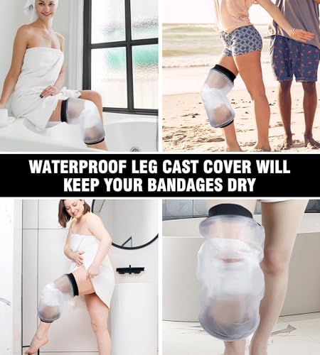 Knee Cast Cover for Shower, Waterproof Bandage Cast Protector for Knee Replacement Surgery, Wound, Burns Reusable Watertight Protection