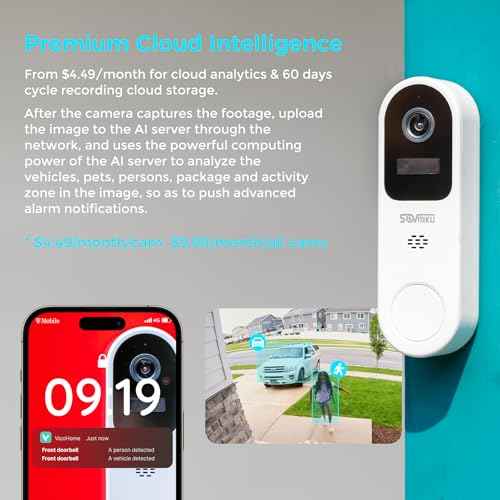 Vicohome DB3 2K Smart Video Doorbell with Chime, Home Security Battery Camera Wireless, Audible Alarm, Easy to Setup, Human Detection,Two Way Audio, 2.4GHz Wi-Fi, No SD Slot, 180 Days Exchange Policy