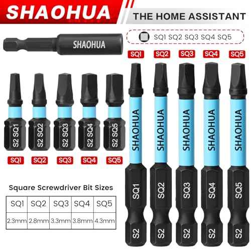 10PCS Square Drive Bits, S2 Alloy Steel Screwdriver Set,2.36"&0.98"Long Magnetic Square Head Screwdriver, Robertson Driver Bits Sizes #0, 1, 2, 3, and #4