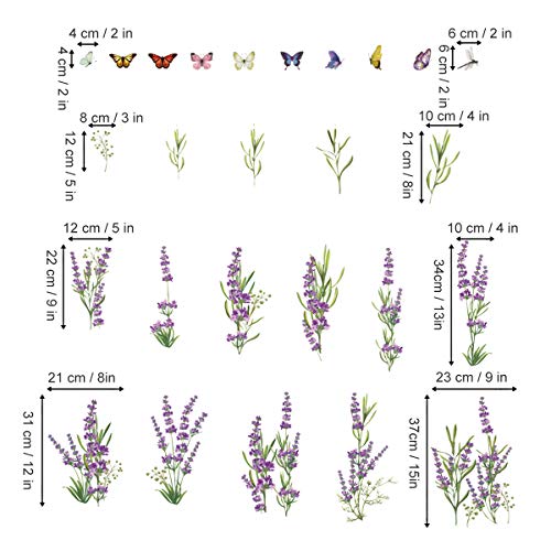 decalmile Lavender Flowers Wall Corner Decals Grass Baseboard Skirting Line Wall Stickers Living Room Bedroom Wall Art Decor(Finished Size W: 63 Inches)