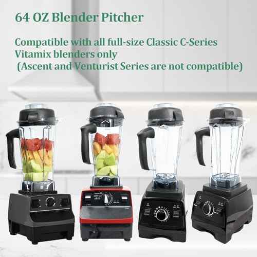 For Vitamix Blender Pitcher 64 oz. -60865, Clear, 5200 Replacement Container for Vitamix 4500,5000,5300,6000,6300,6500,7500,200,300,500,750,780,VM0102,VM0103, etc. 2-year full warranty