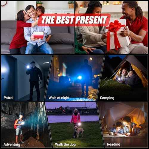 LED Flashlight High Lumens, 6000 Lumens Rechargeable Flashlight, Battery Powered Flashlight, Adjustable Powerful Flash Light with 5 Modes, Waterproof Handheld Flashlight for Home