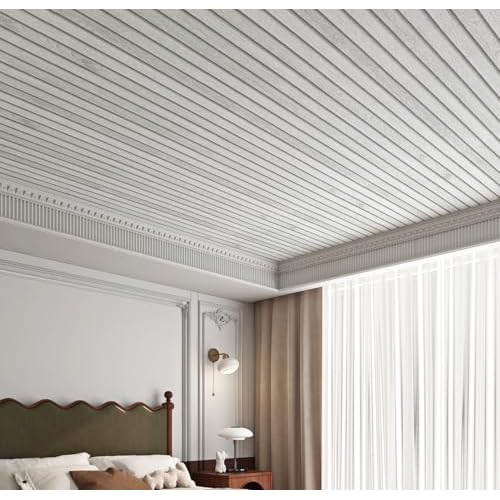 Livelynine Off White Beadboard Wallpaper Peel and Stick Faux Wood Slat Wall Paneling for Accent Wall Farmhouse Bead Boards Vinyl Prepasted Wallpaper Rolls Removable Contact Paper for Walls 15.8x78.8