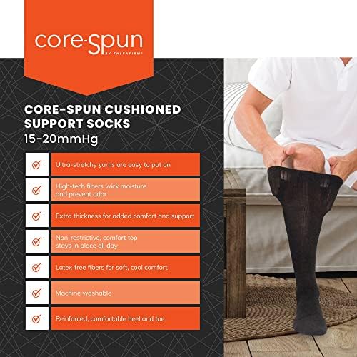 Core-Spun Cushioned 15-20mmHg Mild Graduated Compression Support Knee High Socks