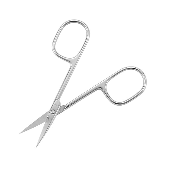 LIVINGO Premium Manicure Nail Scissors, Multi-purpose Stainless Steel Cuticle Beauty Grooming Kit for Eyebrow, Eyelash, Dry Skin Curved Blade 3.5 inch
