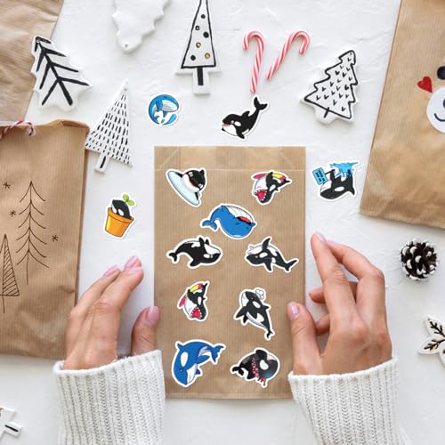 Cartoon Killer Whale Orca Stickers 50pcs Vinyl Pack for Kids Teens Ocean Lovers DIY Crafts Laptop Water Bottle Skateboard Motorcycle Bottles Bedroom Wall