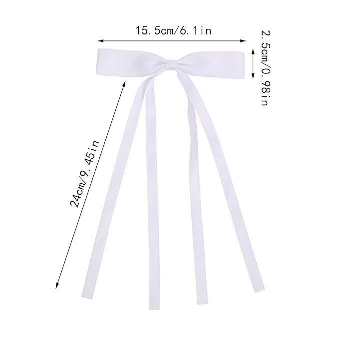 Hair Bows Clips Coquette Ribbon Bowknot with Long Tail Princess Hair Bows French Barrettes Hair Accessories for Women Girls 16PCS (Rose red, Cream,White, Blue)
