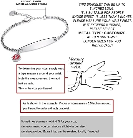 LinnaLove-Pre-engraved Simple Rolo chain Medical alert id bracelet for Women