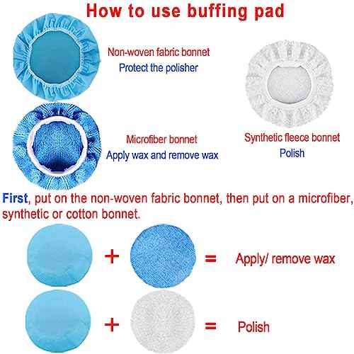 SIQUK 26 Pieces Car Polisher Buffing Pads 6 Inch Car Polishing Pad Kit Foam Polish Pads Wax Bonnets Polisher Buffer Attachment for Drill