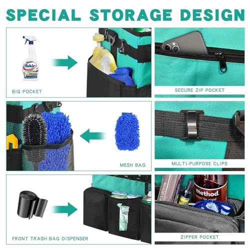 Wearable Cleaning Caddy Bag,WithDetachable Divider cleaning bags for housekeepers, With Adjustable Shoulder Strap for Cleaners & Housekeeper