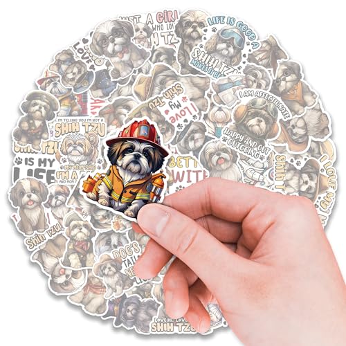 Shih Tzu Stickers 50 Pieces Vinyl Waterproof Decal for Laptop Water Bottle Phone Car Window Bike Motorcycle Stakeboard Scrapbook ShihTzus Sticker Gifts for Kid Teen Adult