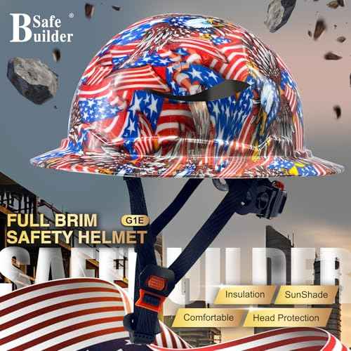 G1E Construction Full Brim Hard Hats ANSI Class E HDPE Safety Helmet Hardhats Sunshade Industrial Head Protection