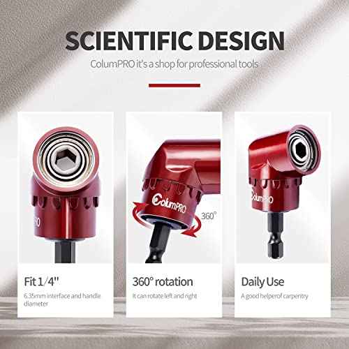 105 Degree Right Angle Drill Screwdriver Bit Set, 1/4¡± Hex Shank Right Angle Drill Attachment with 4PCS PZ2 & PH2 Screwdriver bits and bit holder