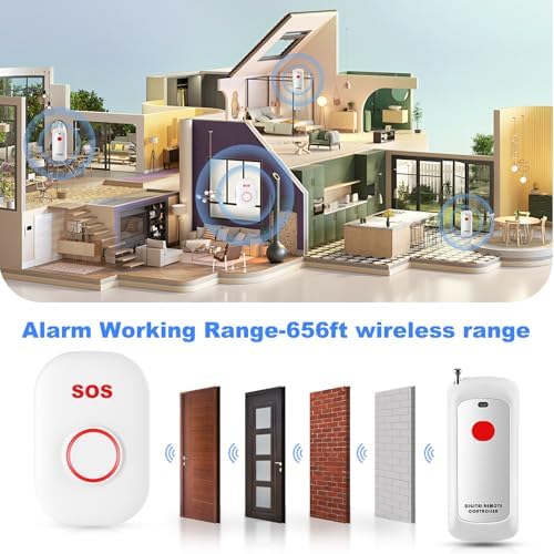 Life Alert Systems for Seniors No Monthly Fee Wi-Fi APP Control Elderly Alarm Call Button Caregiver Pager for 1 Call Button 1 Watch Button 1 Receiver(Only Supports 2.4GHz Wi-Fi) (Fxpager2)