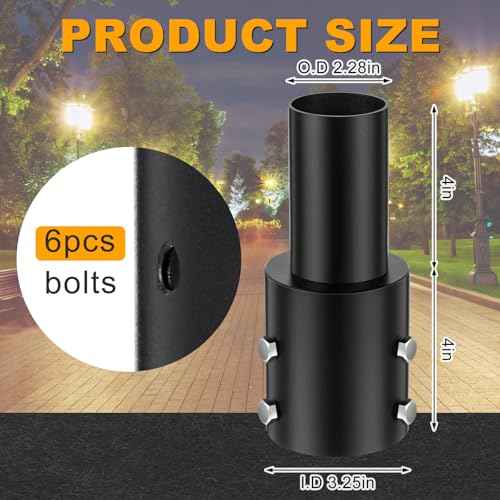 4 Pcs Slip Fitter Light Pole Tenon Adapter for 3 Inch Round Pole Tenon Adaptor Outdoor 2 3/8 Inch Outdoor Vertical Mount Bracket for LED Parking Lot Lights Shoebox Lighting Street Light