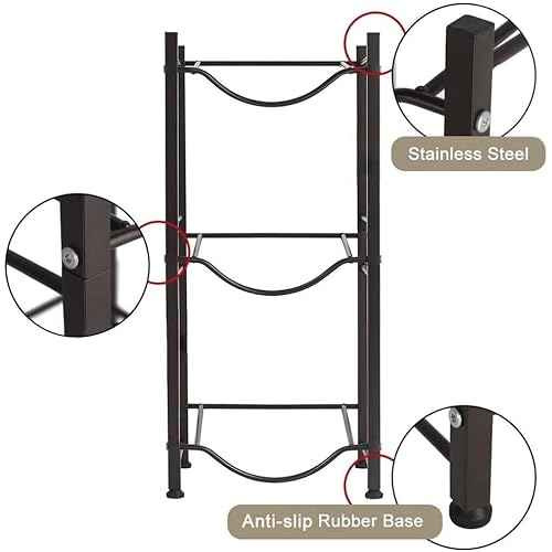 C CRYSTAL LEMON 5-Gallon Water Jug Rack ? 3-Tier Cast Iron Water Bottle Organizer Stand for Kitchen, Pantry & Bar ? Removable Floor Storage Solution