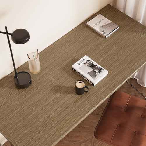 VaryPaper Bronze Brown Grasscloth Peel and Stick Wallpaper Textured Contact Paper for Cabinets Waterproof Grass Cloth Linen Wallpaper Self Adhesive Vinyl Paper for Bedroom Accent Walls 15.7''x78.7''