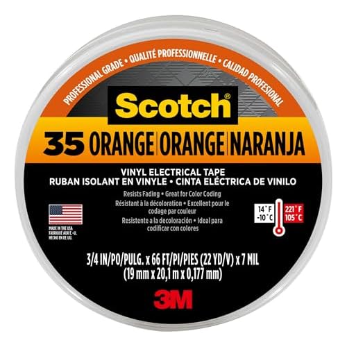 3M 35 ORANGE (3/4"X66FT) TAPE, INSULATION, PVC, ORG, 0.75INX66FT