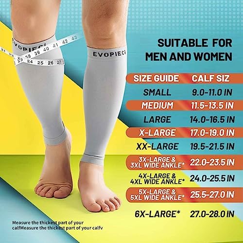 20-30mmHg 1 Pair Calf Compression Sleeve Men and Women Wide Brace for Leg Support Shin Splint Pain Relief