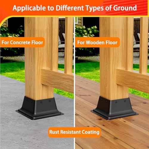 4x4 Post Base 10Pcs, Internal 3.6"x3.6" Heavy Duty Powder-Coated Steel Post Bracket Fit for Standard Wood Post Anchor, Decking Post Base for Deck Porch Handrail Railing Support