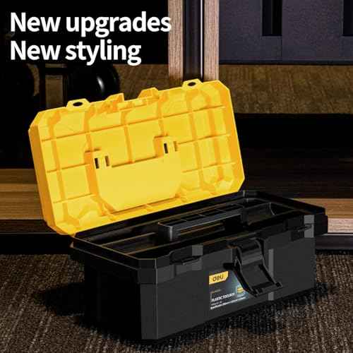 DELI Plastic Tool Box with Handle, 20 inch Tool Case with Double Locking and Removable Tray, Toolbox Organization