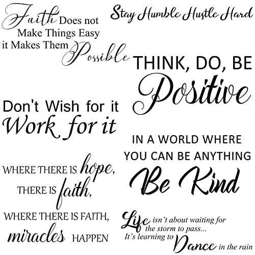 5 Sheets Inspirational Quotes Wall Decals Peel and Stick Vinyl Quotes Stickers Motivational Positive Saying Wall Art for Living Room Bathroom Bedroom Office Family Stickers Decor