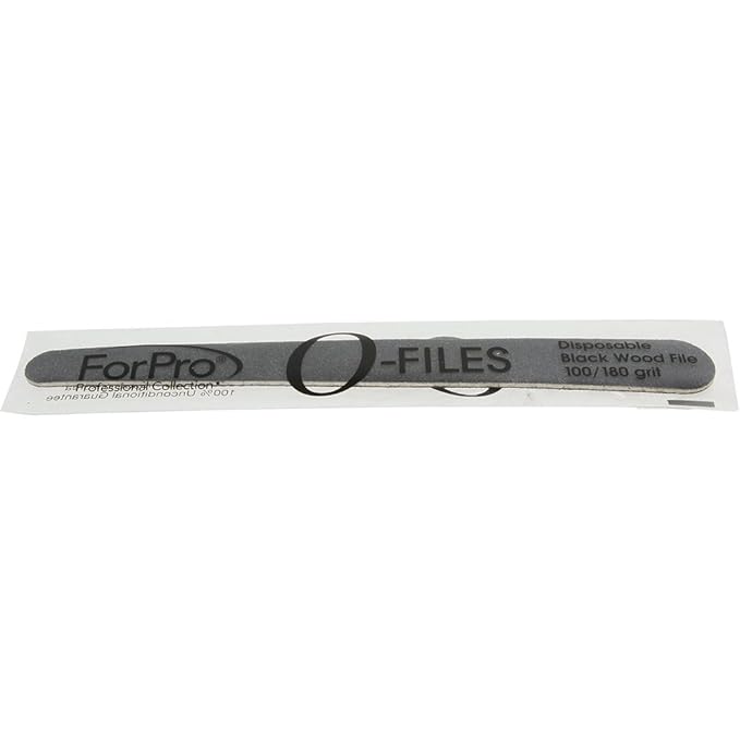 ForPro Professional Collection O-Files Wood Boards, Black, 100/180 Grit, Manicure & Pedicure Nail Files, 6” L x .75“ W, 100-Count
