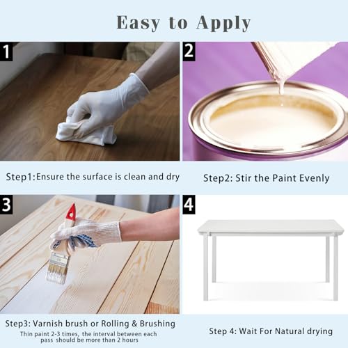 Water Based Wood Paint No Sanding or Priming, Quick Drying Multi-Surface Paint for Indoor Outdoor Cabinets, Walls and Doors - Low Odor/Non-Toxic, Semi-Gloss White, 8 Oz