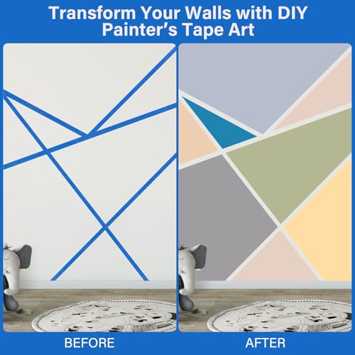 6 Rolls Blue Painters Tape, Premium Masking Tape, Paint Tape for Multi-Purpose, Painting, DIY Crafts (0.94-Inch x 22-Yard) Protects Surfaces, Easy Removal, Total 132 Yds