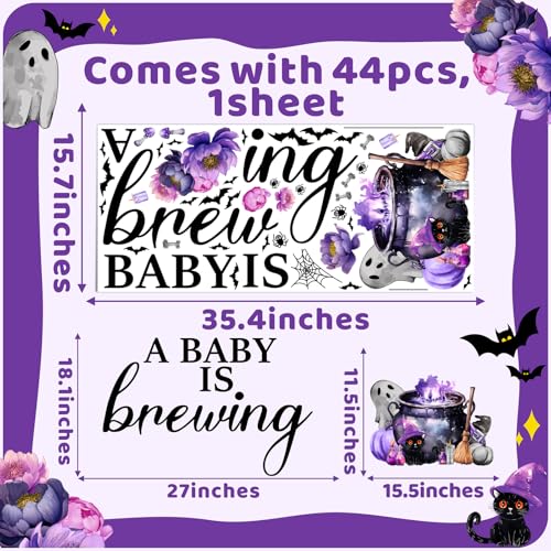 Halloween Party Decal A Baby is Brewing Baby Shower Decals for Balloon Arch Halloween Theme Party Stickers Gender Reveal Balloon Arch Decor Boy Or Girl Backdrop Decals Background Decoration