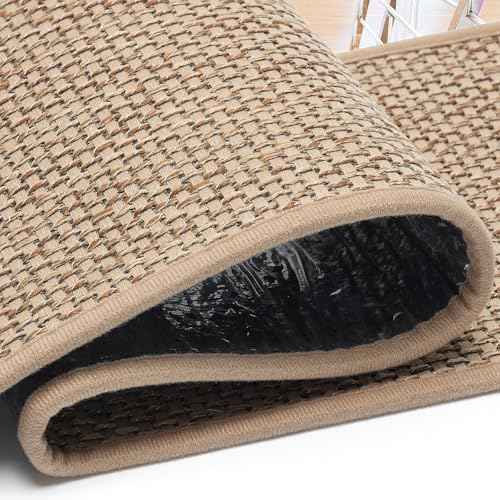 Non Slip Stair Treads for Wooden Stairs, 8" x 30" Staircase Step Treads, 100% Linen, Reusable Adhesive, Indoor, for Kids, Seniors & Dogs(Beige, 15pcs)