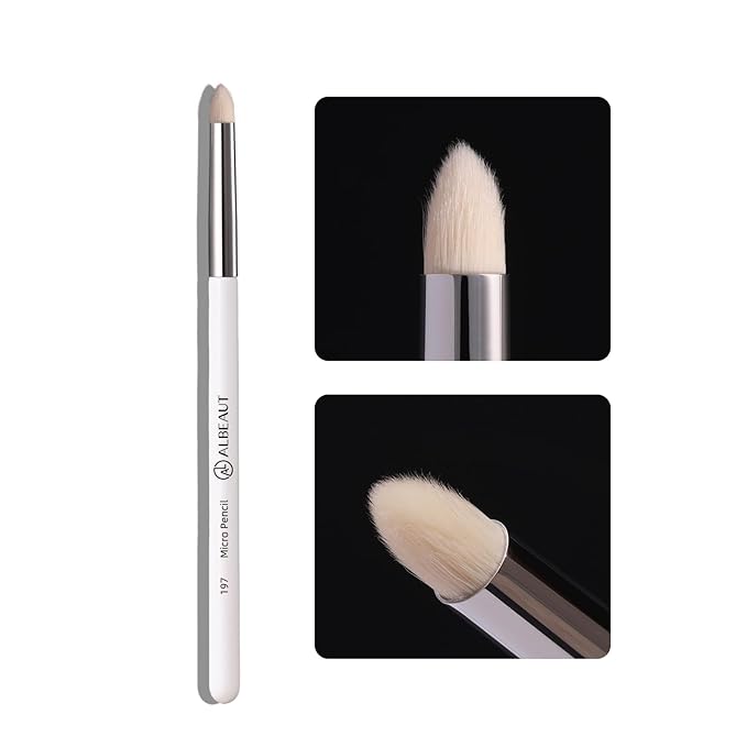 Small Eyeshadow Brush, Soft Firm Pencil Brush with Precise Point, Eyeliner Smudge Tool, Delicate Areas Eye Shadow Applicator for Inner Eye & Different Eye Shape (197 Micro Pencil)
