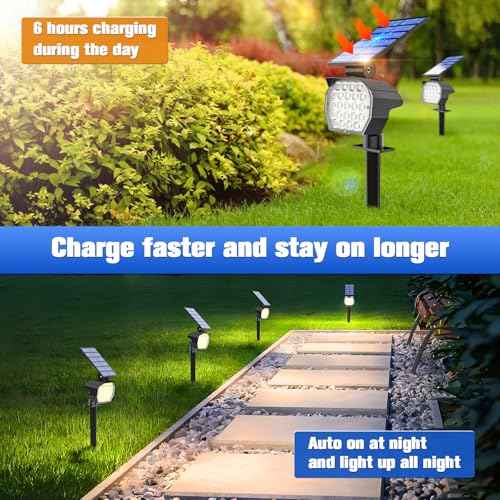 APONUO Solar Spot Lights Outdoor Waterproof 8 Pack IP67,23 LED 3 Lighting Modes Solar Landscape Lights Outdoor for Yard Garden Pathway(Warm White)