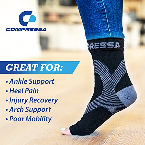Compressa Compression Socks for Women & Men - Ankle Compression Sleeve with Premium Non-Slip Support Joint Pain, Muscle Recovery, Arthritis Relief, Injury Recovery, & More (3 Pairs - Open Toe)
