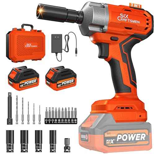 21V Cordless Impact Wrench, 1/2" Brushless Impact Driver Kit 516Ft-lbs (700N.m) with 2*4.0Ah Batteries,4 Sockets,10 Drill Bits,High Torque Electric Impact Gun for Car Tire Truck RV Mower