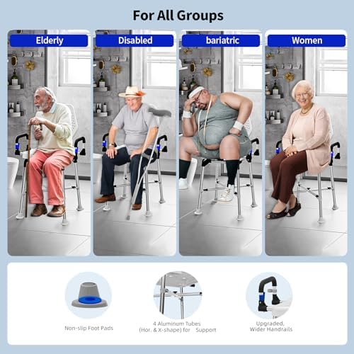 Swive Shower Chair for Seniros Elderly Disabled or Bariatric Adults with Arms and Back, Bench Seat for Inside Shower Stall and Bathroom Bath Tub Seats Adjustable Stool Heavy Duty 500 lbs sit Chairs