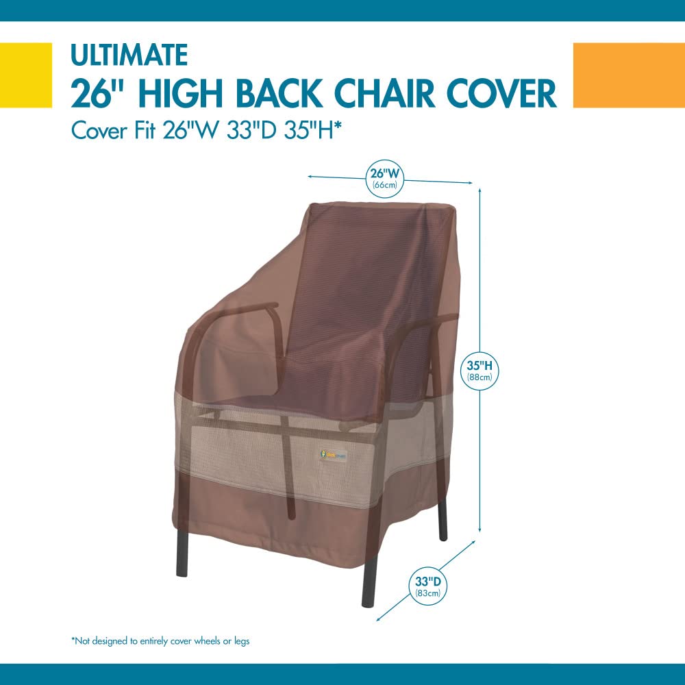 DUCKCOVERS Ultimate Waterproof 26 Inch High Back Patio Chair Cover, Stackable Chair Covers