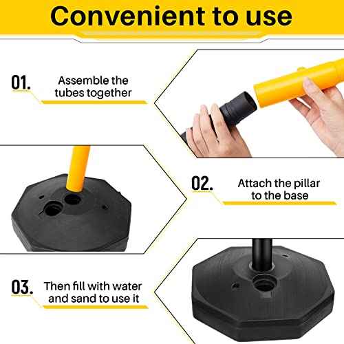 Konohan 2 Sets 34 Inch Parking Cone Delineators Post Traffic Cone Plastic Stanchion Set Stands Parking Barrier with Base 6.6 ft Chain S Hooks Reflective Collar (Yellow,Black)