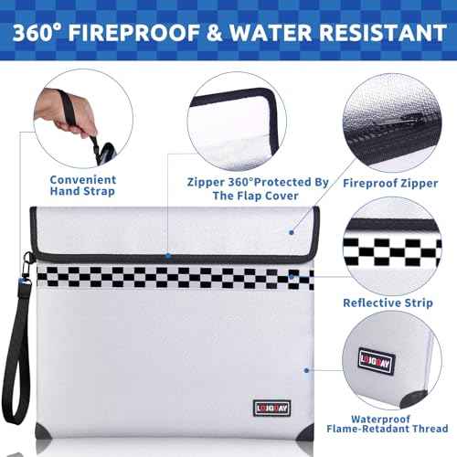 Upgraded Fireproof Document Bag - with 6200¡ÆF Heat Insulated, Fireproof Money Bag for Cashwith Fireproof Zipper, 9 Layers of Functional Materials, Water Fire Proof Bag Fireproof Bag (Silver, 13"x11")