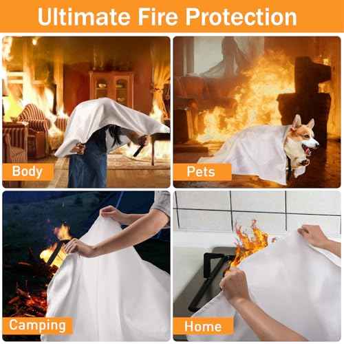 Mondoshop Fire Blanket for Home Kitchen Emergency - Fire Suppression Blankets Fireproof Blanket Fire Retardant Blankets for Car, Fireplace, Camping, Picnic, Grill