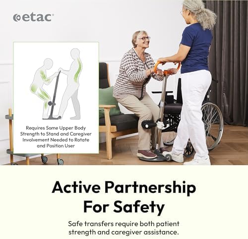 Etac Turner PRO Patient Transfer Aid – Assistive Standing Pivot Transfer from One Seated Position to Another, Requires Leg & Upper Body Strength to Stand & Turn in Place (440 lbs Capacity)