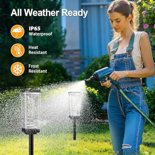 8 Pack Solar Lights Outdoor, Up to 15 Hrs Brighter Solar Pathway Lights, Luxury Taller Solar Outdoor Light Waterproof for Path Garden Yard Landscape Walkway Driveway, Warm White