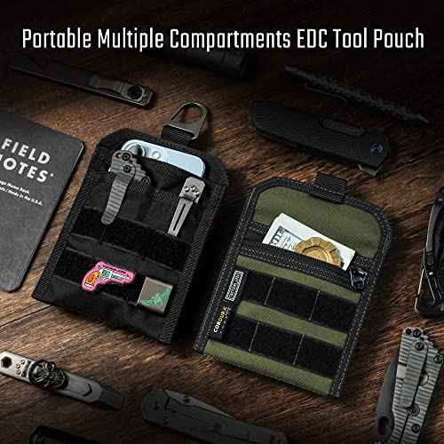TACTICAL GEEK EXT3 EDC Pouch, Lightweight Organizer Pocket, Portable Nylon Bag with Independent Pocket for Multi-Purpose Daily Utility Tool & Small Gear Storage Carry - Black