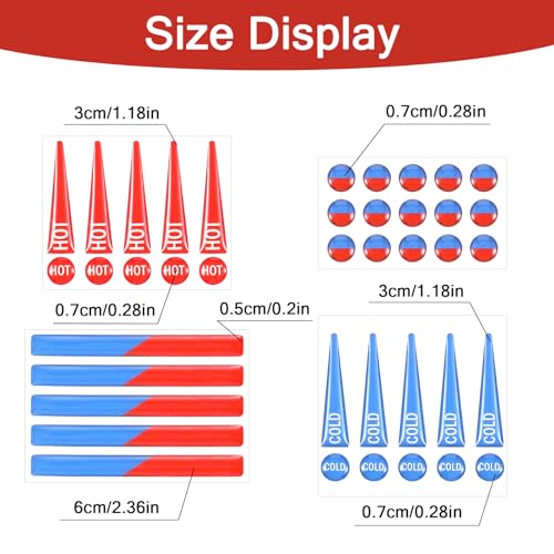 40 Pcs Hot and Cold Stickers, Waterproof Faucet Stickers Hot and Cold Water Indicator, Self-Adhesive Faucet Labels for Kitchen Bathroom Shower Panel Faucets